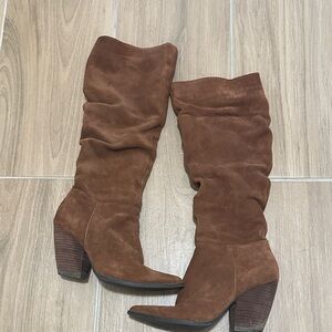 Charles David Chestnut Suede Heeled Boots